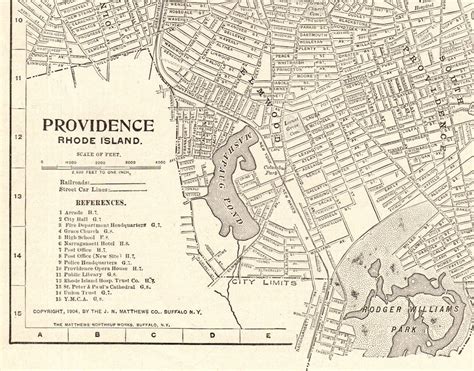 antique providence rhode island street map  providence etsy