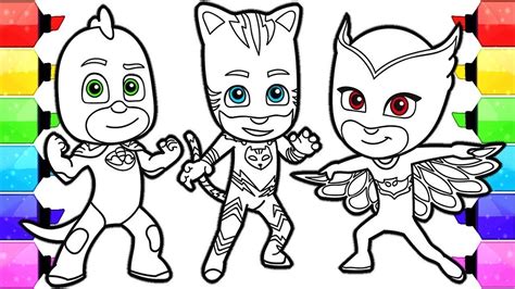 draw pj masks owlette gekko catboy  kids coloring page youtube