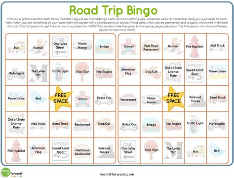 road trip bingo printable road trip bingo road trip printable
