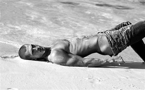 black and white shirtless guy in jeans covered in beach sand gallery of men