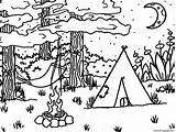 Coloring Fire Camping Pages Moon Printable sketch template