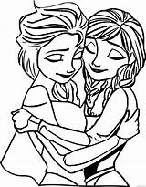 Hugging Elsa sketch template