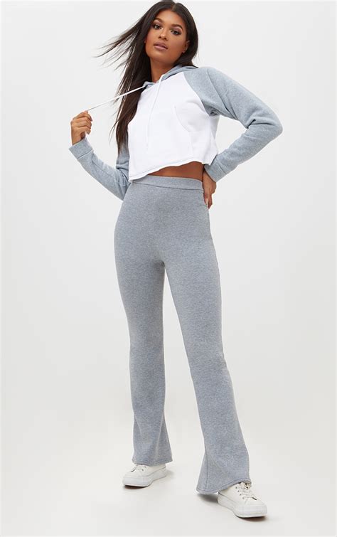 grey flared joggers trousers prettylittlething