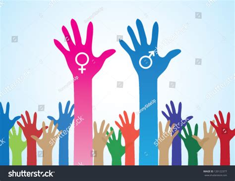 Colourful Hands Male Female Symbol Love Stock Vector