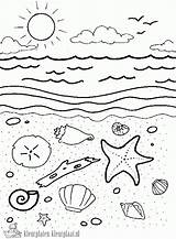 Zee Kleurplaat Kleurplaten Shells Sea sketch template