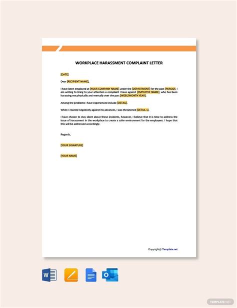 workplace harassment complaint letter  google docs word pages