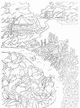 Coloring Pages Country Scenes Adults Garden Gazebo Color Beautiful Book Colouring Dover Printable Publications Adult Books Scenery Scene Dreamy Drawing sketch template
