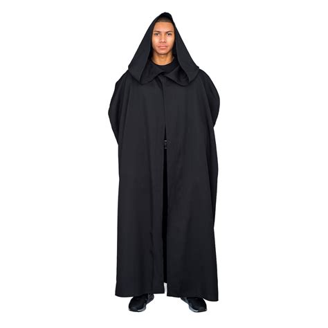 jedi black robe with hood adult plus
