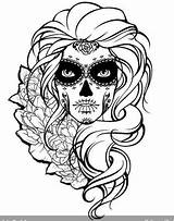 Skulls Malvorlagen Muertos Moderne Langes Haar Schädel Malen Gesicht Toten Malbuch Dead Mandalas Schablone Dibujo Motive Erwachsenen Zeichen sketch template