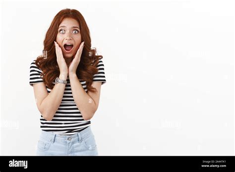 Shocked And Scared Timid Insecure Girl With Ginger Curly Hairstyle