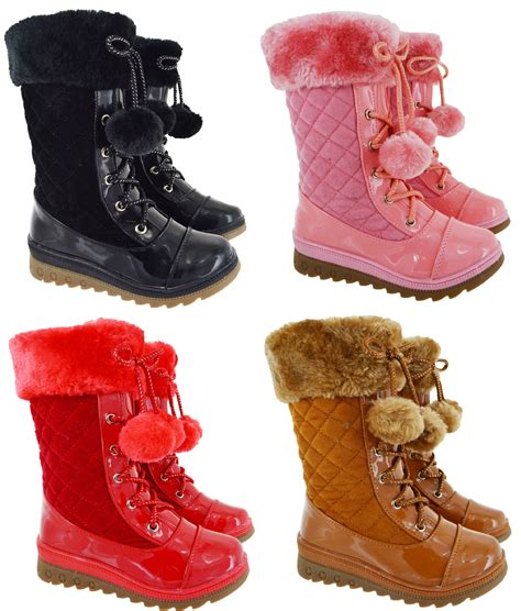 kids mid calf fashion girls winter warm  heel wedge snow boots size   ebay