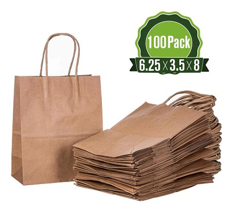brown kraft paper gift bags bulk  handles pc ideal  shopping ebay