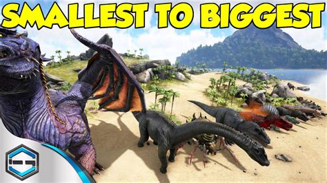 ark survival evolved smallest to biggest dino s and information youtube