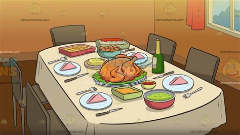 A Table Set For Thanksgiving Background Clipart Cartoons