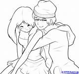 Boy Girl Draw Drawing Anime Hugging Body Coloring Pages Easy Drawings Cute Kissing Step Pimp Boys Girls Hug Holding Reference sketch template