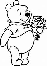 Pooh Coloring Winnie Pages Flowers Loves Bear Valentine Printable Print Rocks Disney Balloon Character Sunflowers Paints Hunting Flower Choose Board sketch template