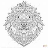 Coloring Zentangle Lion Adults Pages Zen Ethnic Adult Printable Animal Print Color Clipart Book sketch template