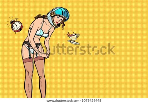 sexy beautiful female astronaut lingerie pop stock vector royalty free