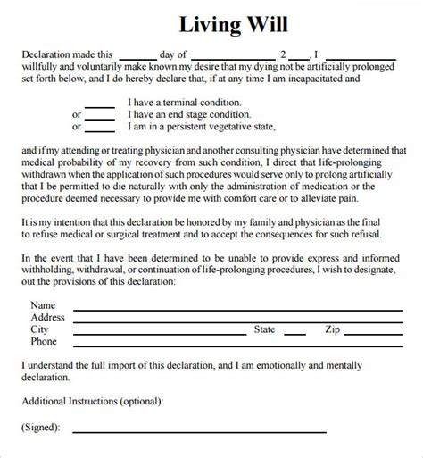 sample living wills