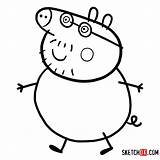 Pig Daddy Peppa Draw Drawing Cartoon Characters Sketchok Clipartmag sketch template