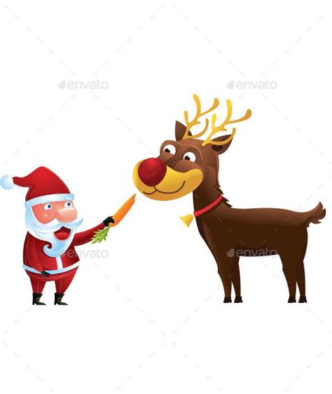 santa feeding reindeer reindeer christmas vectors santa