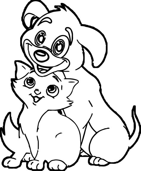 cat dog coloring coloring pages