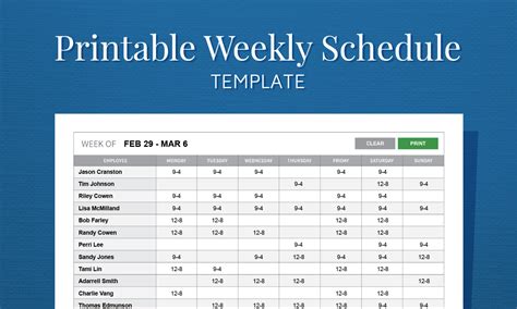 job scheduling spreadsheet   printable weekly work schedule