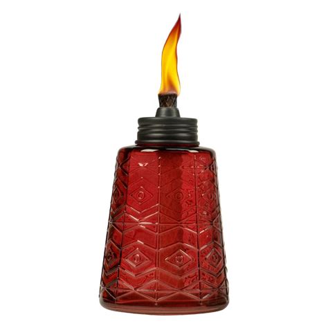 tiki   glass table torch  red   home depot