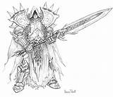 Knight Death Warcraft Sketch Lich King Characters Wrath Male sketch template