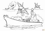 Battleship Coloring Pages Carrier Aircraft Print Bombs Ships Mustang Ship Printable Battle Color Drawing Military Sailing Attacking Air Kids Navy sketch template