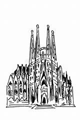 Sagrada Barcelona Barcellona Barcelone Espagne Spanien Illustrationen Illustrazione sketch template