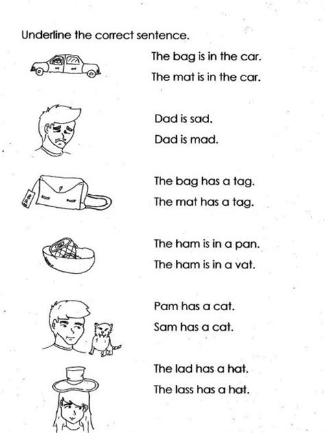 images  simple sentence worksheets  preschool kindergarten sentence worksheets