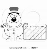 Snowman Sign Pudgy Clipart Ice Cartoon Outlined Coloring Vector Thoman Cory Shrugging Careless Frosty Royalty Clipartof sketch template
