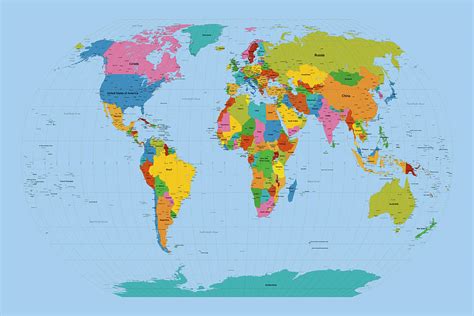 world map bright  michael tompsett