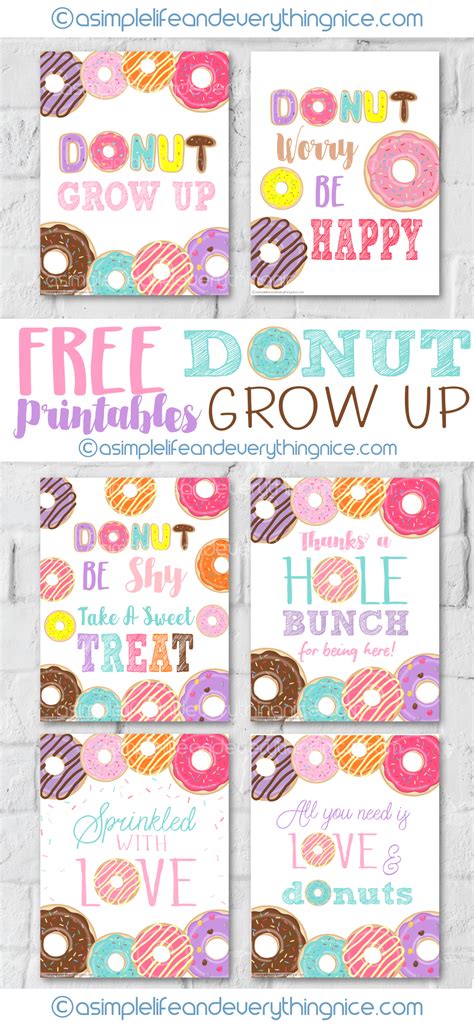 donut grow   donut party printables  simple life