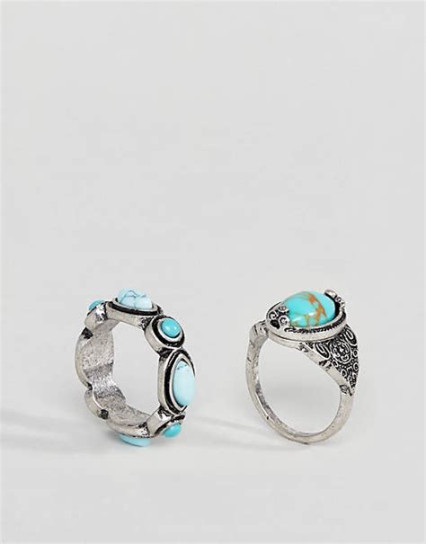 asos set van  fijne ringen met opaalstenen asos