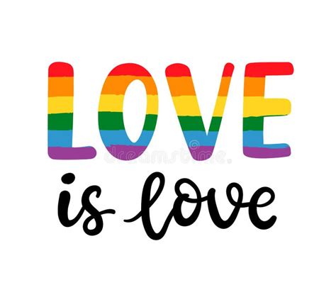 love gay pride poster rainbow spectrum heart shape brush lettering