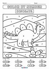 Number Color Dinosaur Worksheets Cool2bkids Kindergarten Colors sketch template
