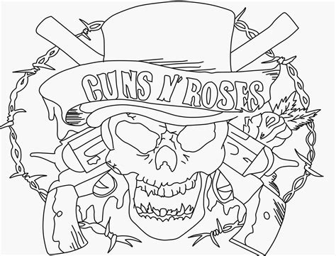 guns  roses pages printable coloring pages