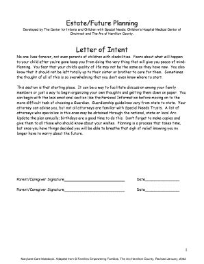 estatefuture planning letter  intent fill  sign printable