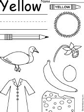 yellow worksheet color worksheets  preschool preschool colors