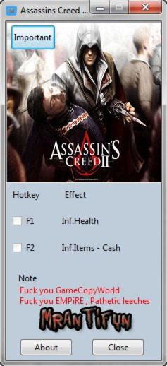 assassin s creed 2 trainer 3 v1 0 mrantifun download cheats codes