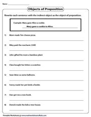 direct object  indirect object worksheets