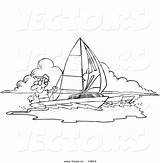 Sailing Trimaran Outline sketch template