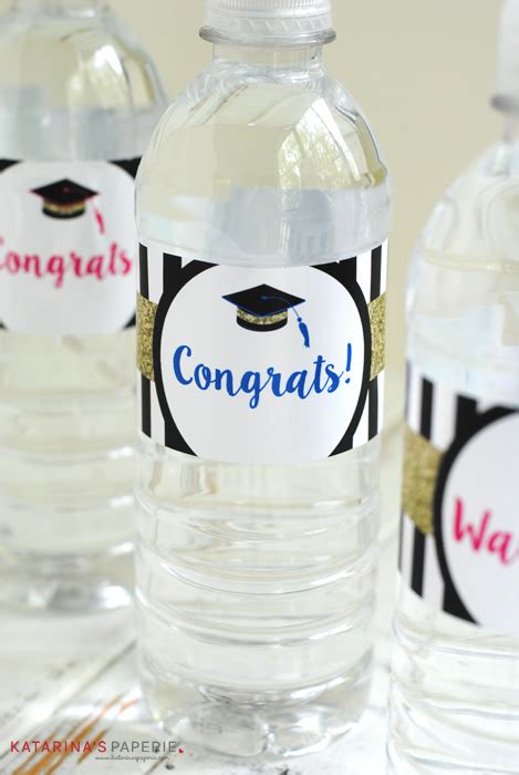 printable graduation water bottle labels  simple party