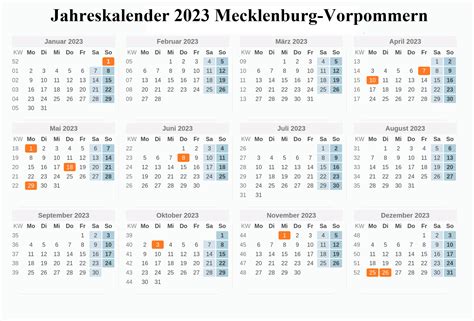 jahreskalender  mecklenburg vorpommern   beste kalender