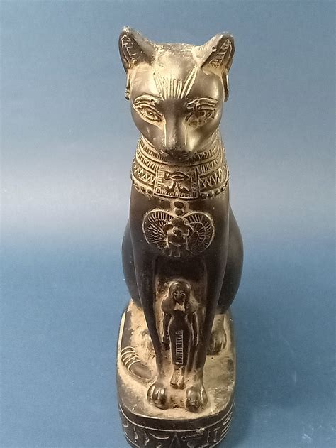 unique egyptian goddess bastet cat statue heavy black stone etsy