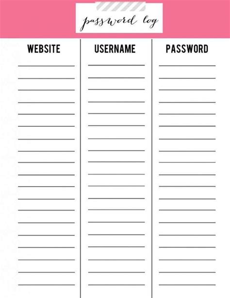 password keeper printable db excelcom