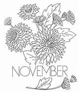 November Coloring Pages Printable Flowers Kids Dahlia Colors sketch template