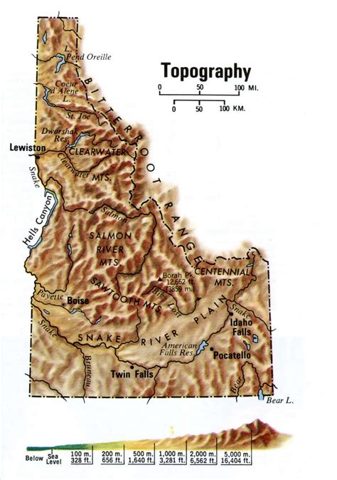 idaho topographic mapfree large topographical map  idaho topo
